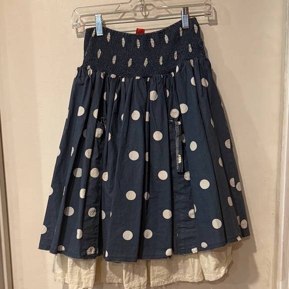 Polka Dot Navy Layered Skirt - Picture 2 of 6
